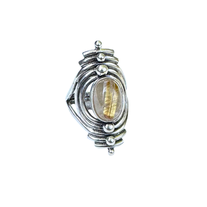 Rutilated Quartz Portal Ring- Size 10