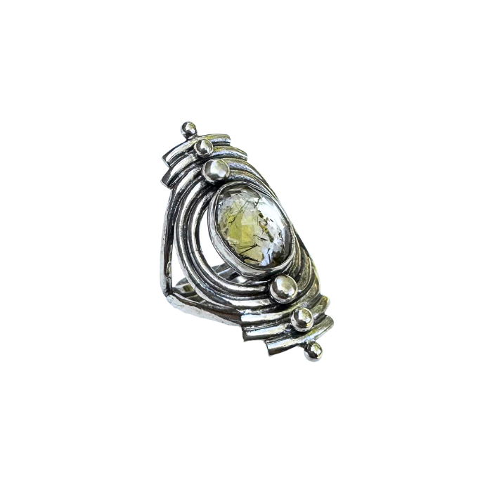 Tourmalated Quartz Portal Ring- Size 9