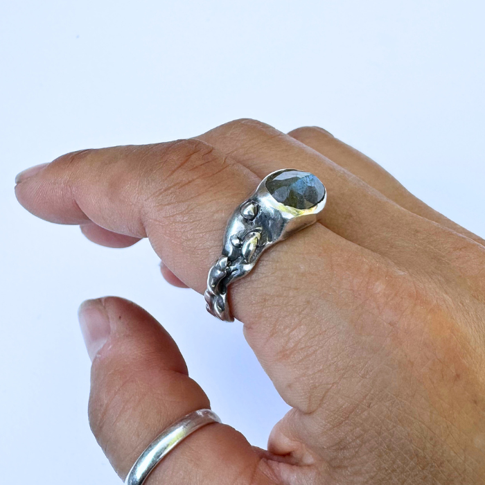 Labradorite Freeform Ring- Size 8.25