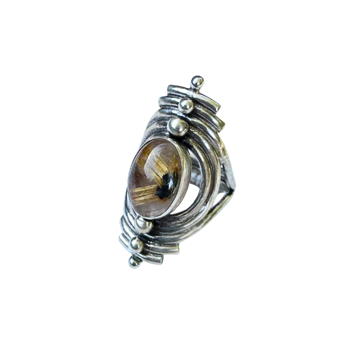 Rutilated Quartz Portal Ring- Size 8
