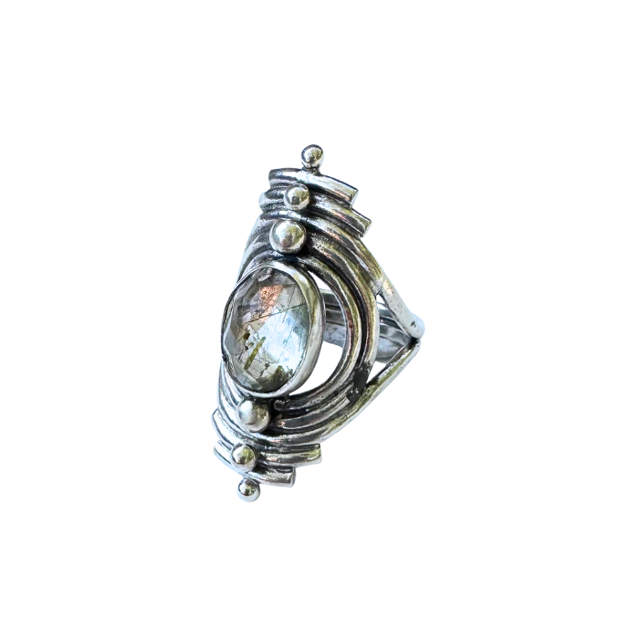 Tourmalated Quartz Portal Ring- Size 9
