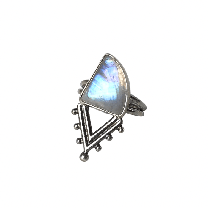 Moonstone Crown Ring- Size 7.75