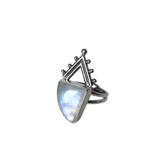 Moonstone Crown Ring- Size 7.75