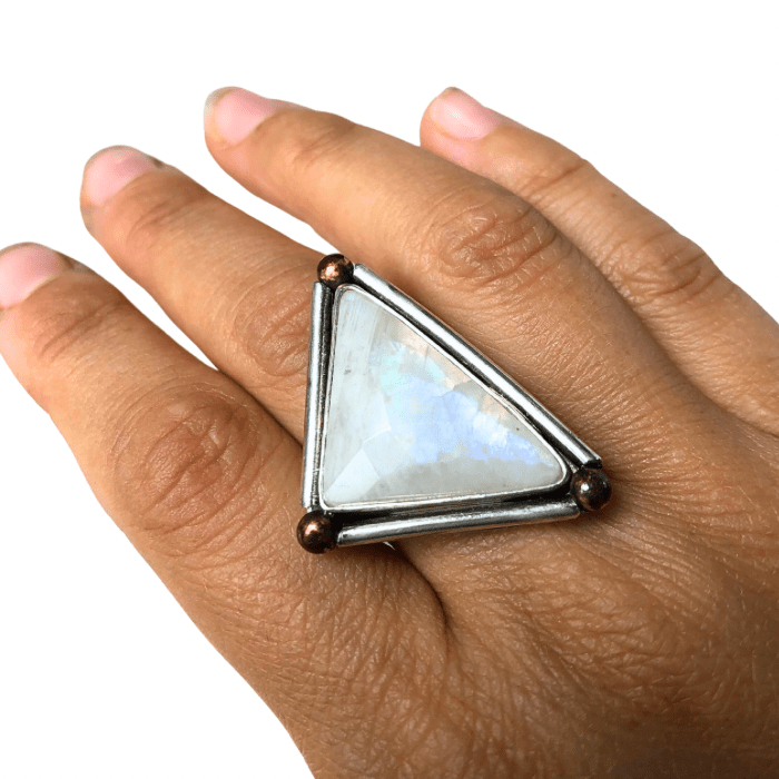 Moonstone Triad Ring- Size 9