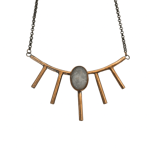 Moonstone + Bronze Sunray Necklace