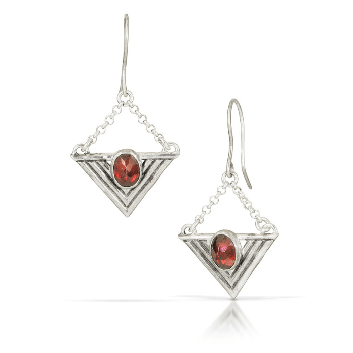 Garnet Trinity Earrings